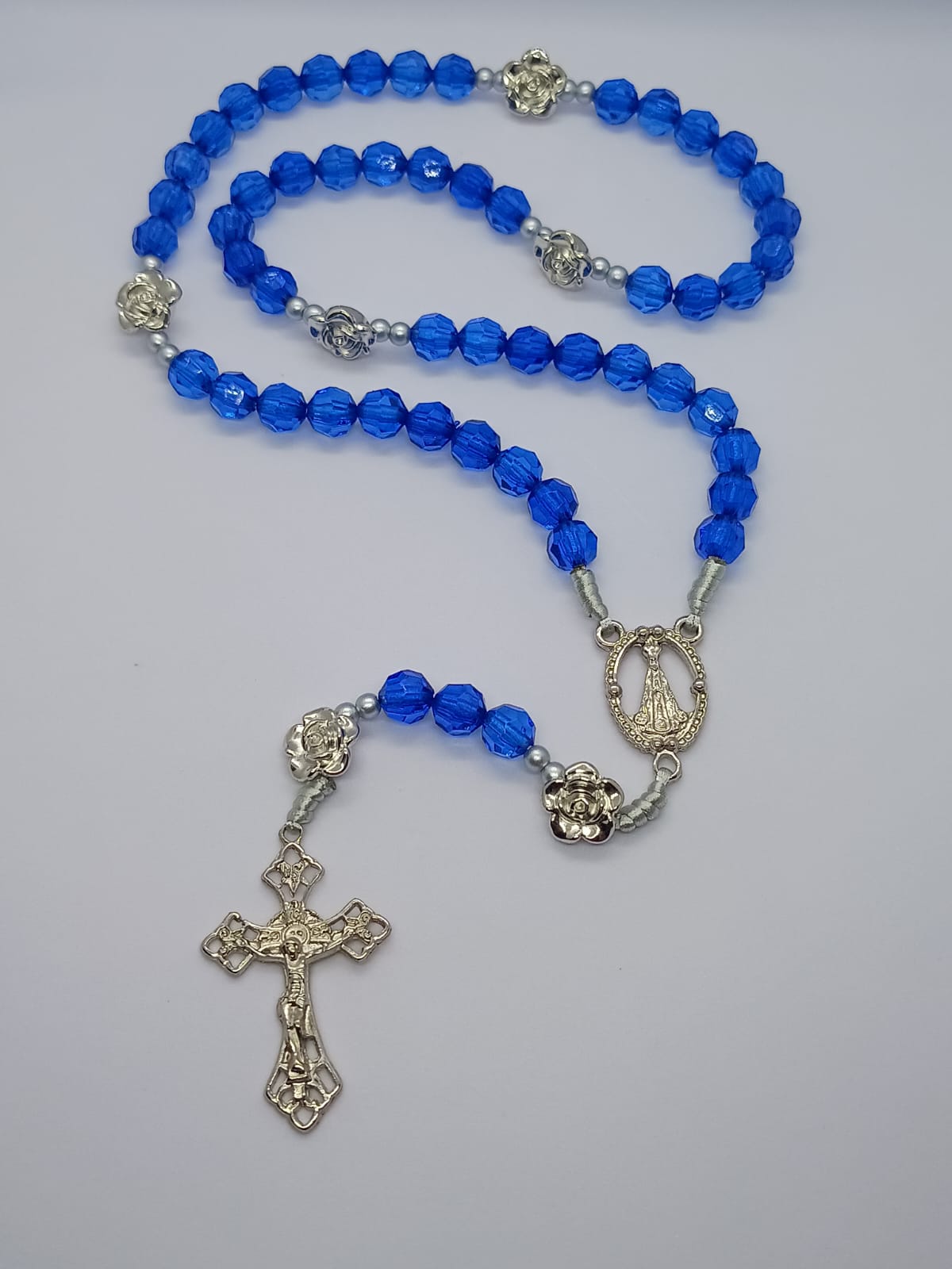 Terço Cristais de Acrilico Azul - Nossa Senhora Aparecida